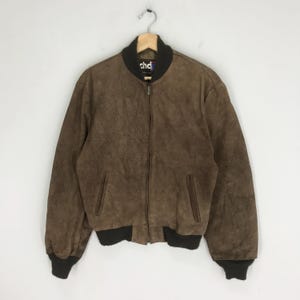 Vintage 90s Schott NYC Brown Suede Pure Leather Jacket Medium Schott New York City Full Zipper Double Pocket Schott Casual Jacket Size M