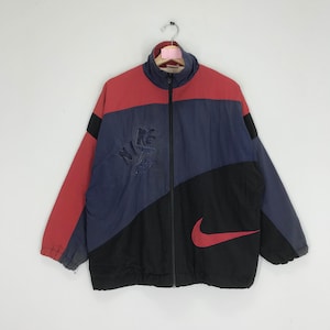 Vintage 90&#39;s Nike Big Swoosh Colorblock Windbreaker Jacket Large Nike Sportswear Light Jacket Sport Nike Jacket Size L