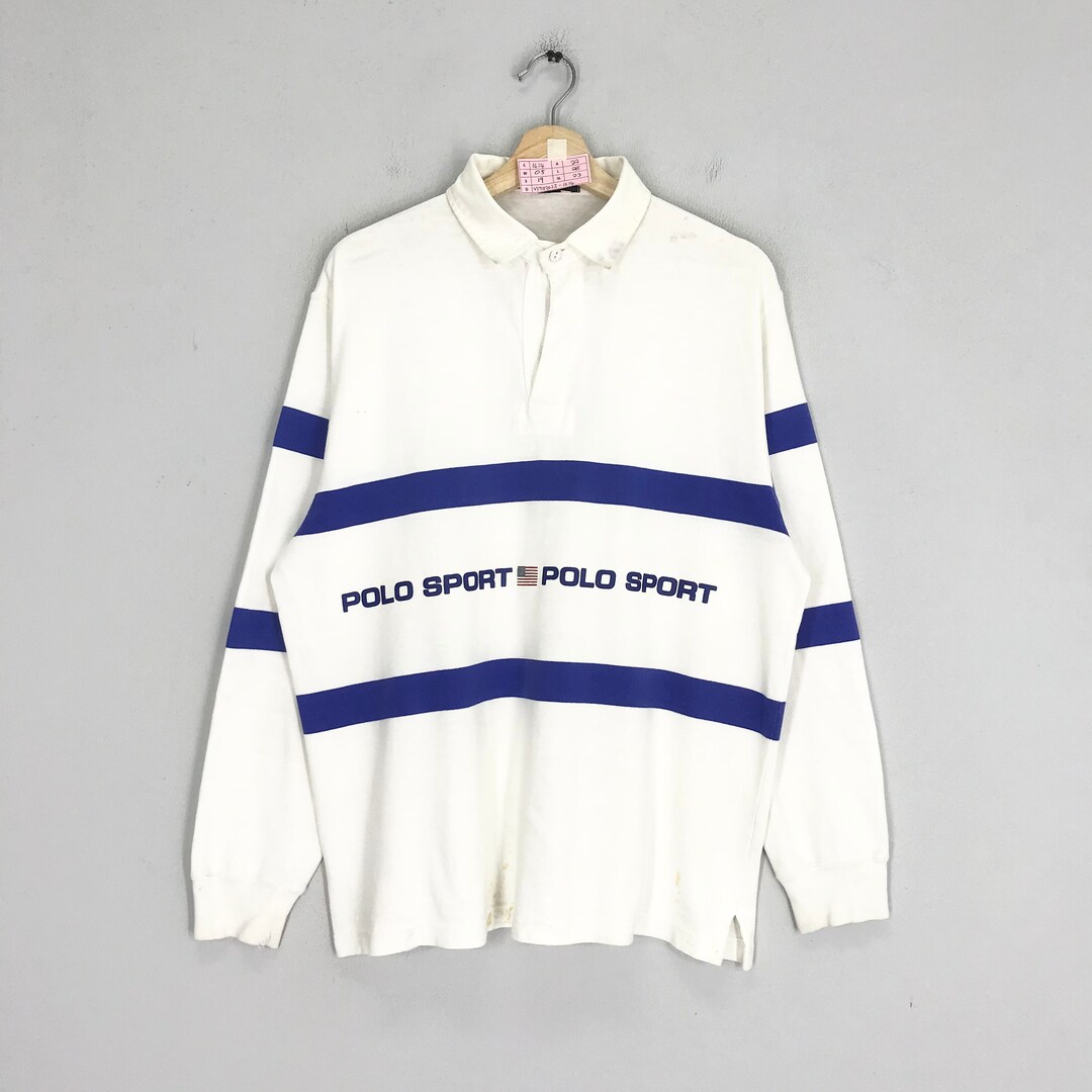 Vintage 90s Polo by Ralph Lauren Rugby Shirt White Polo Sport Spell Out ...