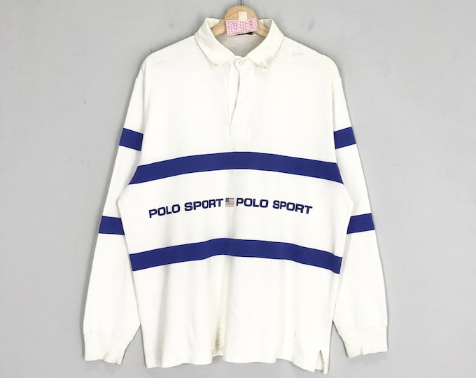 Vintage 90s Polo by Ralph Lauren Rugby Shirt White Polo Sport Spell Out ...