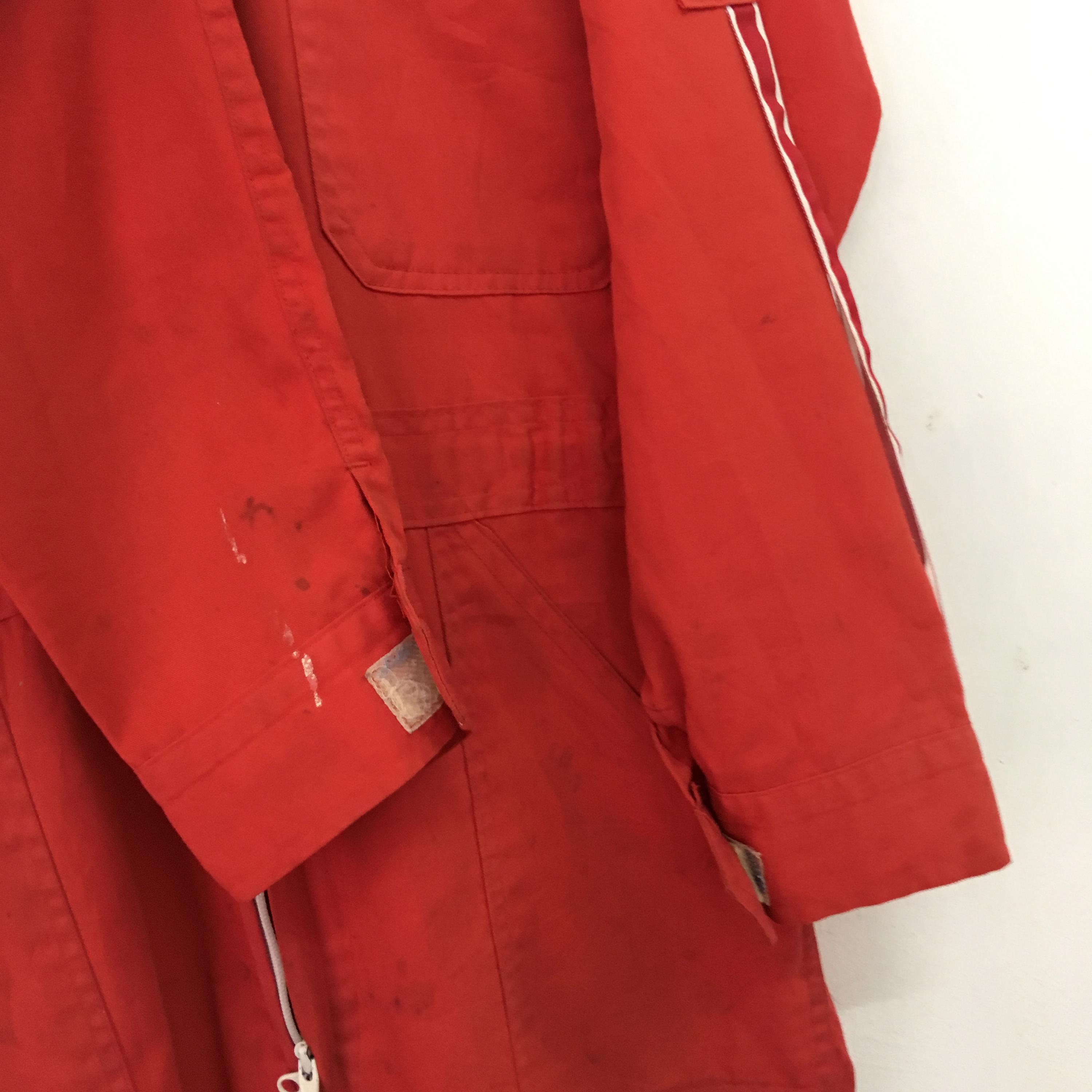 Vintage 90s Distressed Kawasaki Japanese Red Coveralls Medium