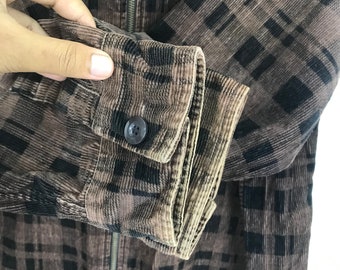 Rare!! AIRWALK Corduroy Double Pocket Zipper Jacket Checkered