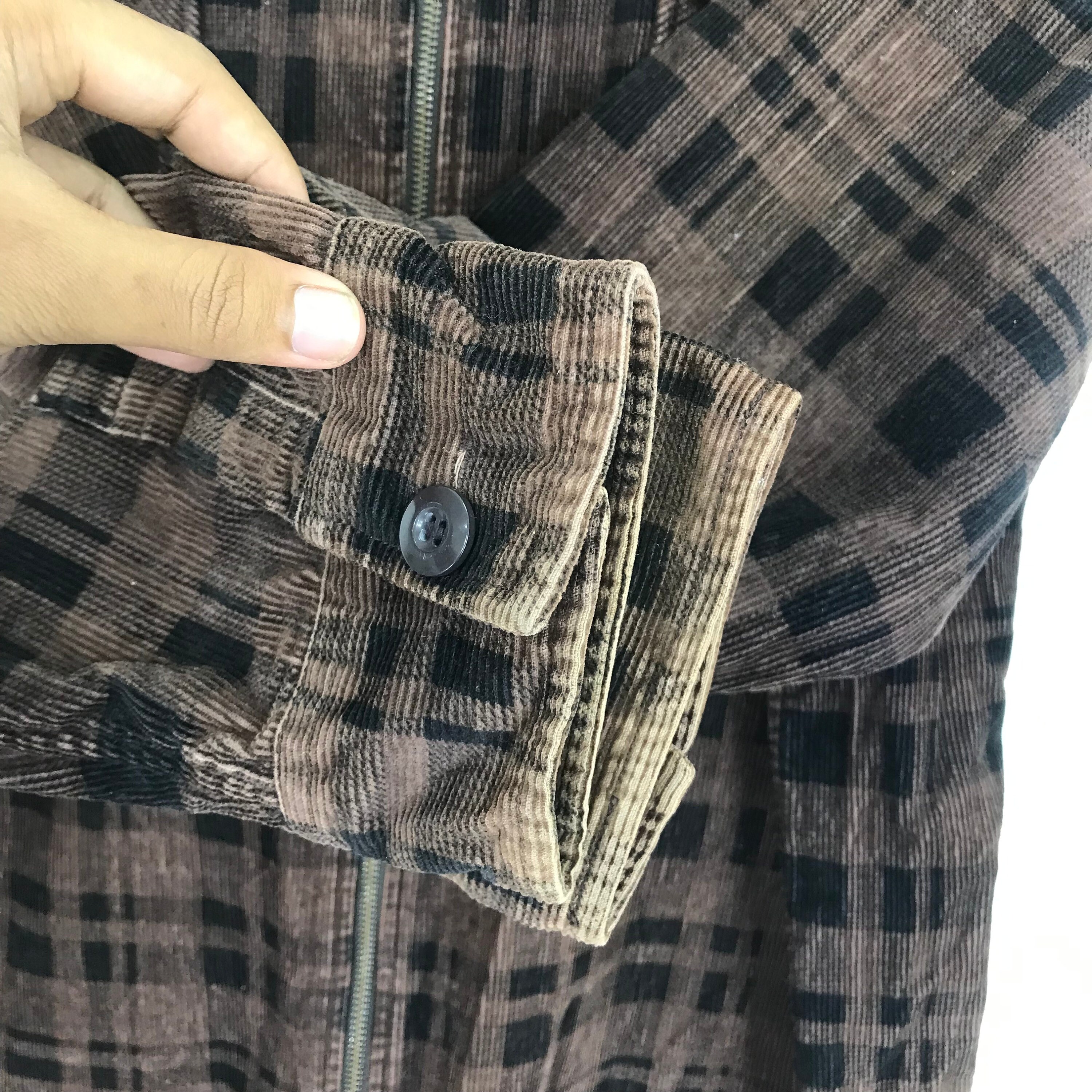 Rare!! AIRWALK Corduroy Double Pocket Zipper Jacket Checkered