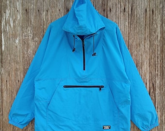 ¡Excepcional! Chaqueta cortavientos con capucha y media cremallera de L.L. Bean, talla grande.