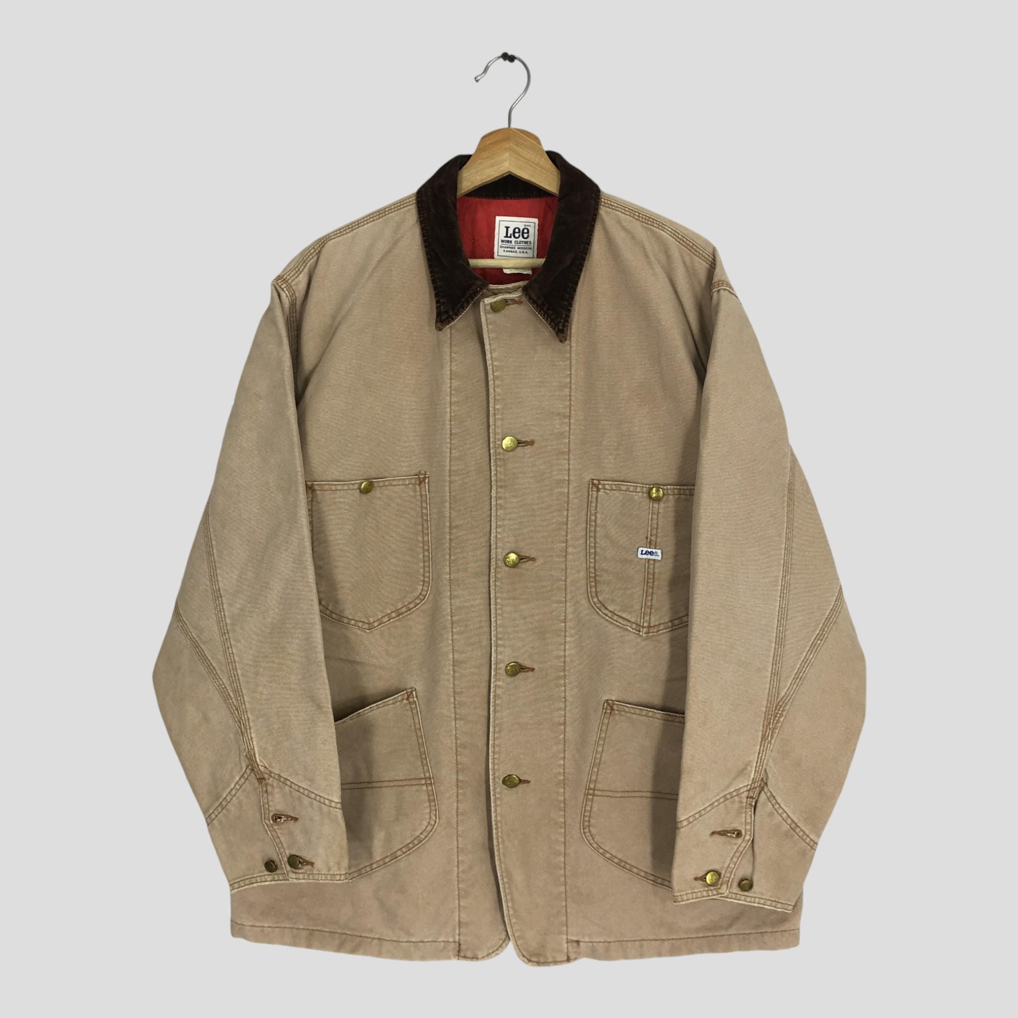ジャケット・アウター 90s levis brown duck work jacket Vintage 90's Lee Hunting Brown Duck Chore Jacket Xlarge Lee