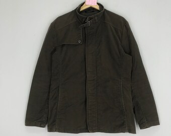 Vintage Denim Worker Dark Brown Jacket Style Workwear Buttondown Coat Denim Outerwear Casual Denim Jacket Size S