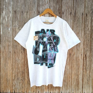 Vintage 90&#39;s Nike Air Jordan Crewneck Gray Tshirt Large Nike Sportswear Big Printed Nike Air Jordan Sport T-shirt Size L