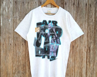 Koszulka Nike Air Jordan Crewneck Grey z lat 90. w rozmiarze L Nike Sportswear z dużym nadrukiem Nike Air Jordan Sport T-shirt