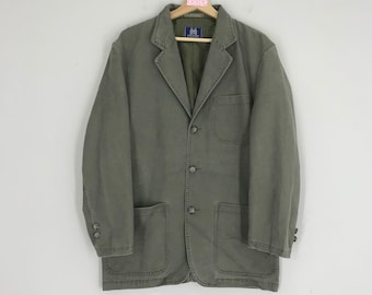 Chaqueta vaquera japonesa vintage de tres bolsillos con botones, abrigo informal, chaqueta con botones estilo ropa de trabajo, abrigo vaquero francés, talla M