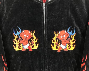 Vintage 90s Sukajan Souvenir Velvet Bomber Jacket Embroidery