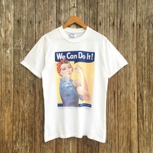 Rare!! We can Do it! Women World War ll Poster Pop Artwork T-shirt Unisex Medium size