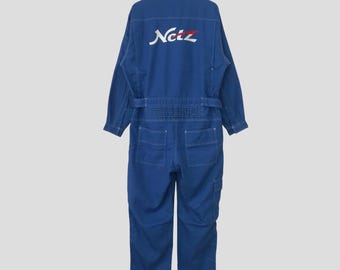 Vintage Montgomery Ward Power House Teal Denim Work Coveralls 44