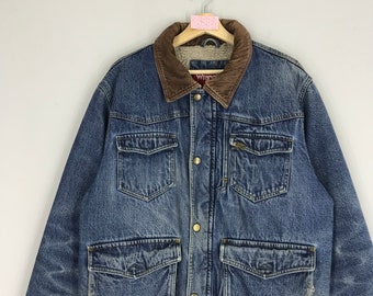 ジャケット・アウター 90s renagate lining blanket cotton jaket Vintage 90s Big Ben Wrangler Blanket Lined Denim Chore Coat