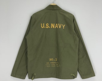 Vintage 90s Army Field Jacket US Navy M-65 Green Jacket Army Parka Olive Green Jacket Size M
