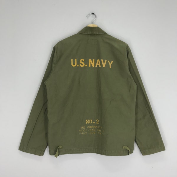 Vintage 90s Army Field Jacket US Navy M-65 Green Jacket Army Parka Olive Green Jacket Size M