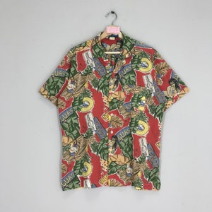 Vintage 90s Hawaiian Shirt Pineapple Aloha Beach Rockabilly Aloha Honolulu Surfing Wear Girl Surf Style Shirt Size M