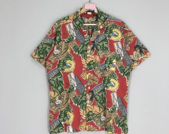 Koszula hawajska z lat 90. w stylu ananasowym, Aloha Beach Rockabilly, Aloha Honolulu, odzież surfingowa, dziewczęca, w stylu surfingowym, rozmiar M