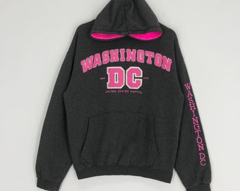 Vintage 90s Washington DC Sweater Washington United States Of America Hoodie Washington DC Spell Out Logo Sweater Hoodie Size M