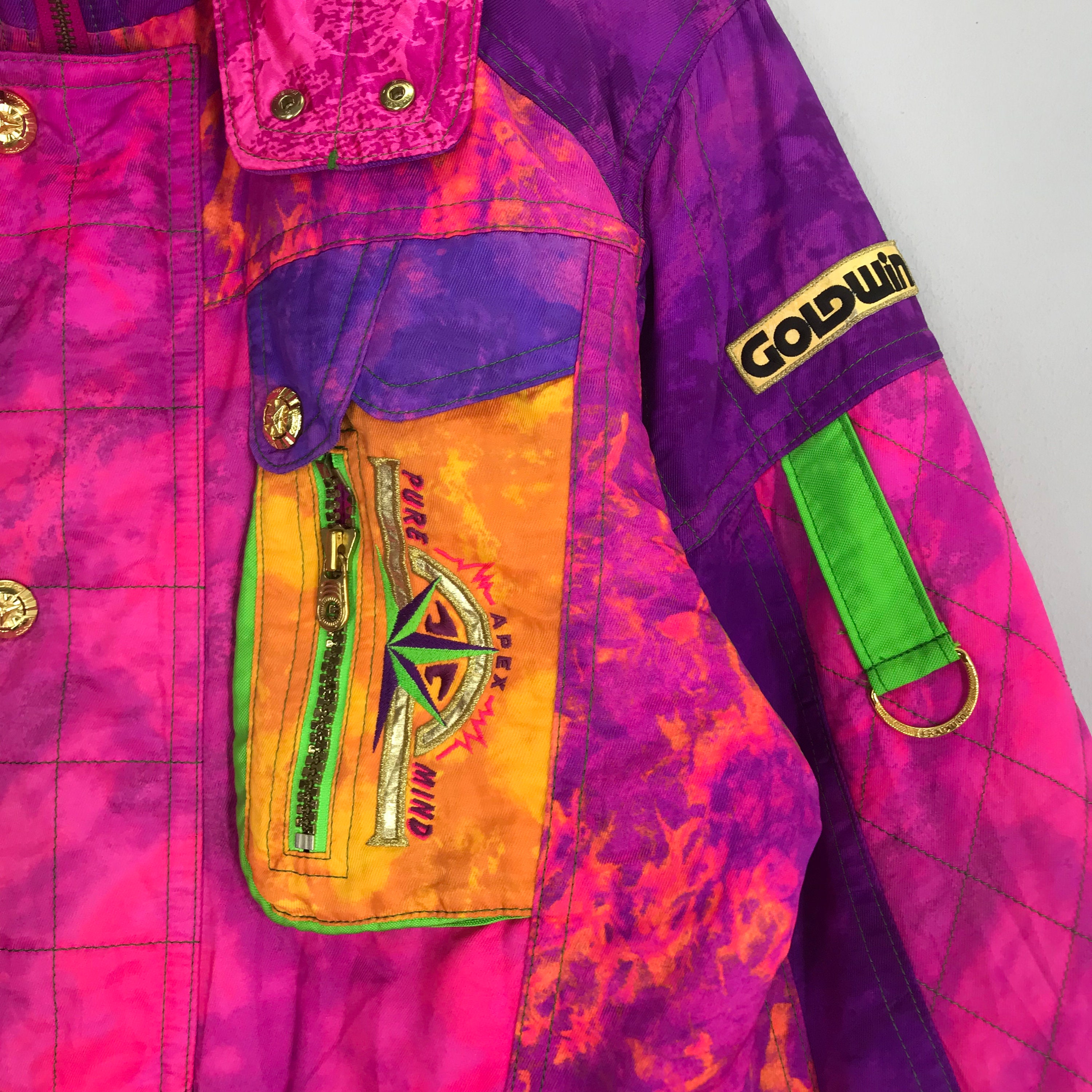 Vintage 90's Goldwin Bomber Ski Jacket Hoodie Colorblock