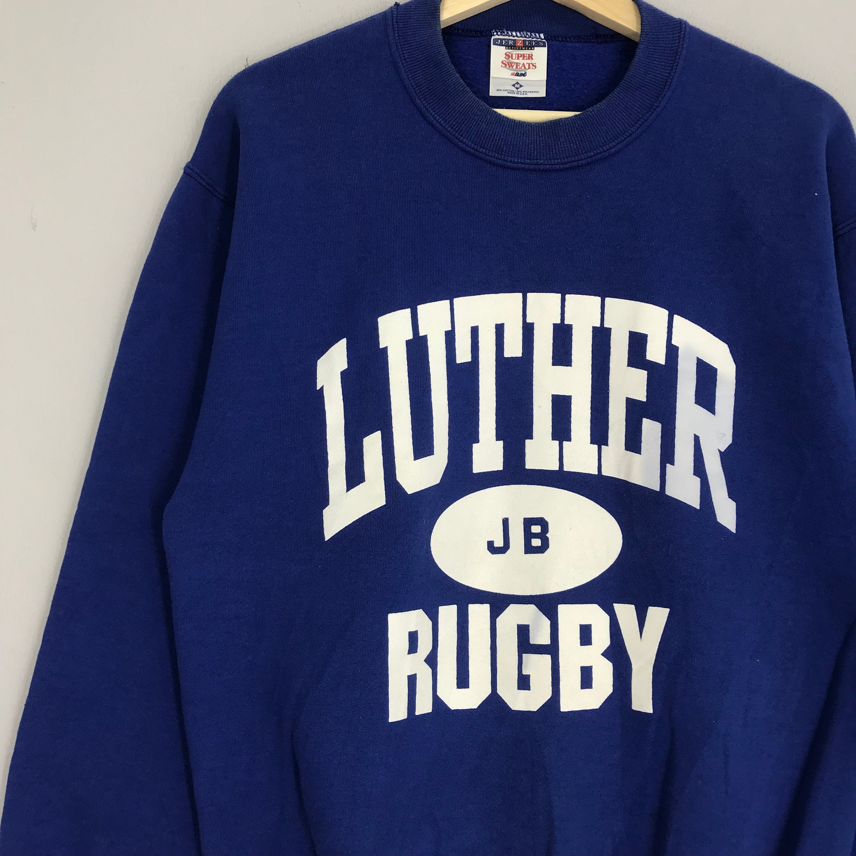 Vintage Luther College Rugby Crewneck Luther Sweater Blue Rugby 