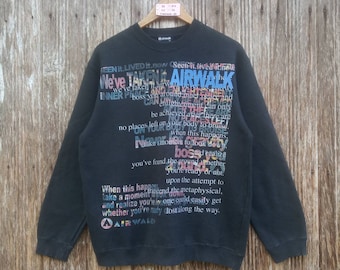 AIRWALK Skateboards Sweatshirts Skateboarding USA Pullover Black Size M
