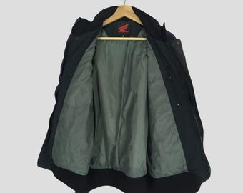 Vintage 90's Distressed Honda Motorsports Faded Blue Jacket Large