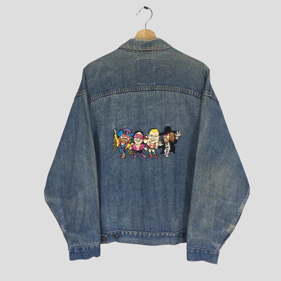 Vintage 90's Denim Jacket Type 2 Stone Wash Jeans WWF Featuring