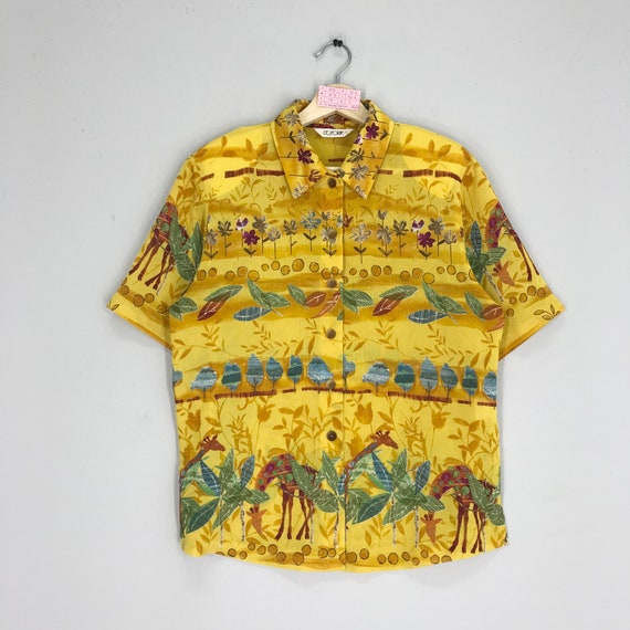 Vintage Designer Novelty Baroque Shirt Polyester … - image 1