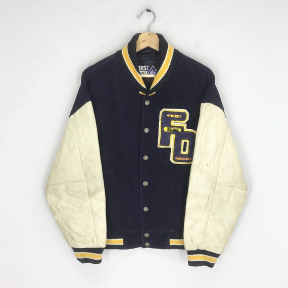Vintage First Down Blue Varsity Jacket Medium Fir… - image 2