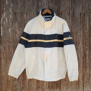 Rare!! NAUTICA Full Zipper Jacket With Logo On Sleeve Jacket Medium size