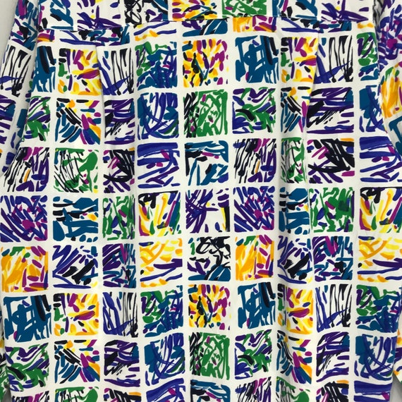 Vintage 90s Baroque Shirt Silk Abstract Multicolo… - image 7