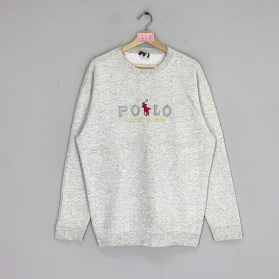 Vintage Polo by Ralph Lauren Gray Sweatshirt Polo Spell Out