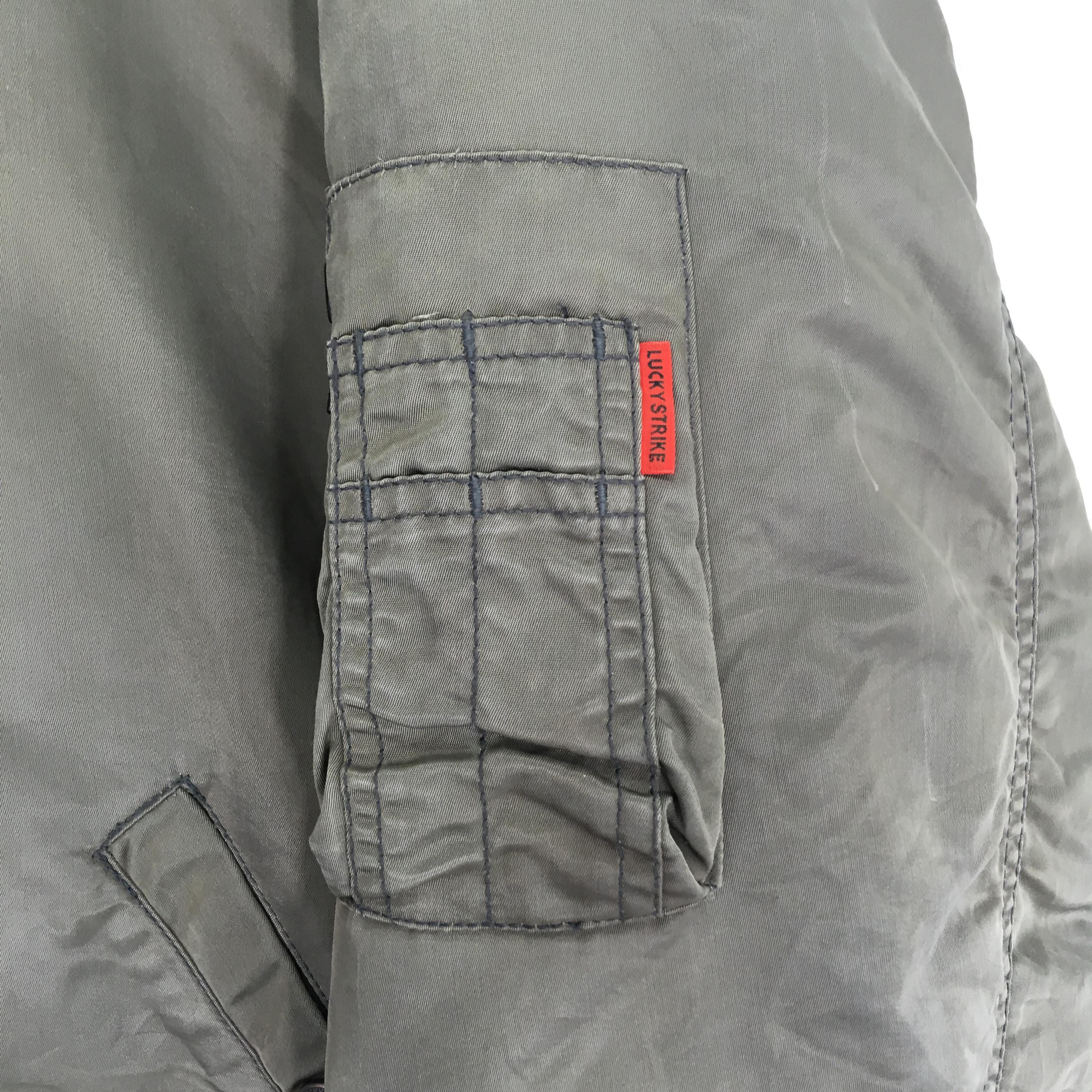 Vintage 90's Lucky Strike Olive Green Bomber Jacket Large Lucky