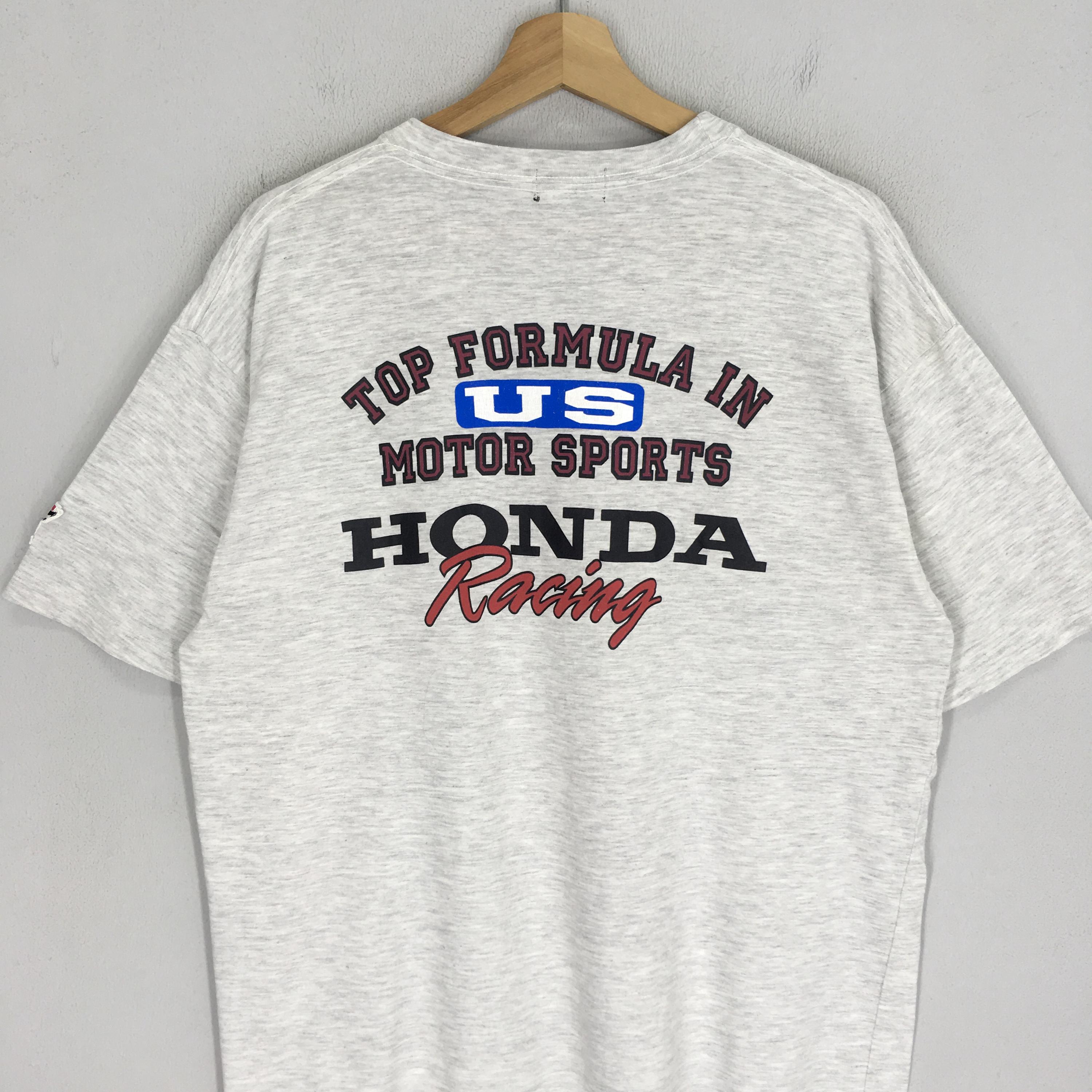Vintage 90s Distressed Honda Racing Team Grey T Shirt Large Honda