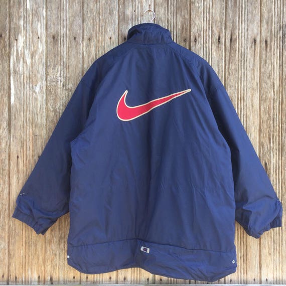 Vintage Nike Big Swoosh Blue Jacket Large Nike Embroidery Spell