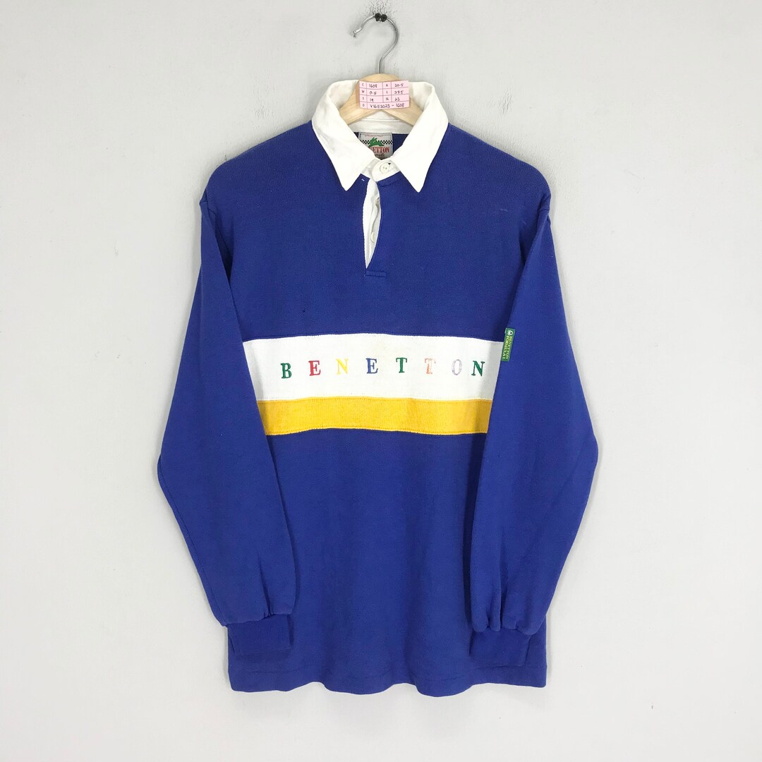 Vintage 90s United Colors of Benetton Polo Rugby Shirt Embroidery Big ...