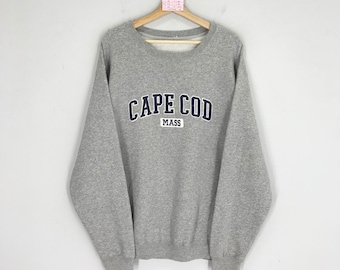 Vintage Cape Cod Massachusetts Sweatshirt Gray Large Cape Cod Massachusetts Crewneck Cape Cod Usa Sweater Cape Cod Big Logo Jumper Size L