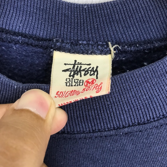 Vintage 90's Stussy Usa Blue Sweatshirt Medium Stussy Eight