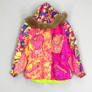 Vintage 90s Ellesse Sport Bomber Winter Ski Jacket Hoodie Ellesse Skiing Snowboarding Jacket Multicolor Jacket Ski Size M
