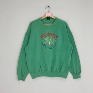 Vintage Trussardi Sport Big Logo Pullover Sweatshirt Embroidery Trussardi Crewneck Green Jumper Size M