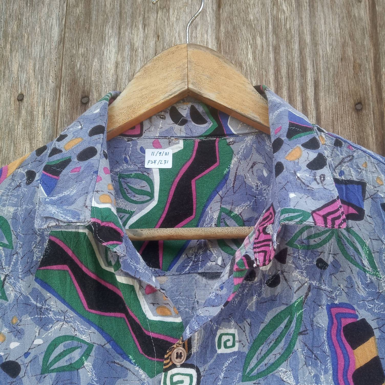 Rare!! Vintage Abstract Design Button Down Shirt Colourful