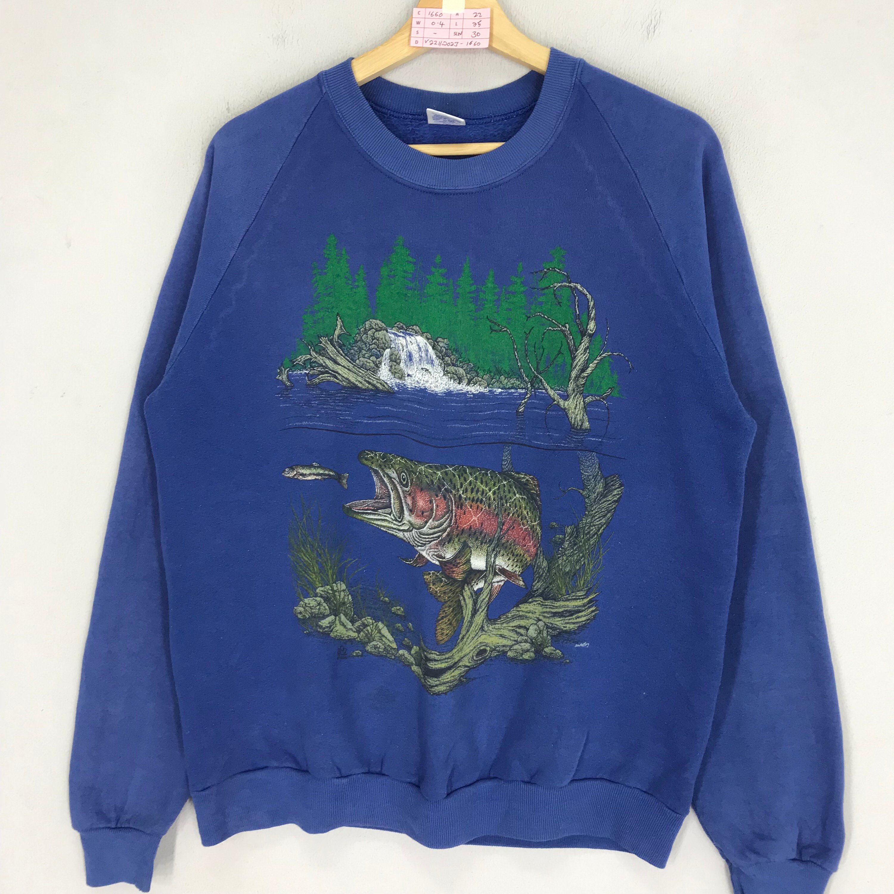 ヴィンテージ 90 年代 トラウト レイク フィッシュ スウェットシャツ 
