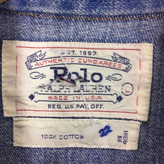 Vintage 90's Polo Ralph Lauren Blue Jeans Shirt Large Polo Ralph