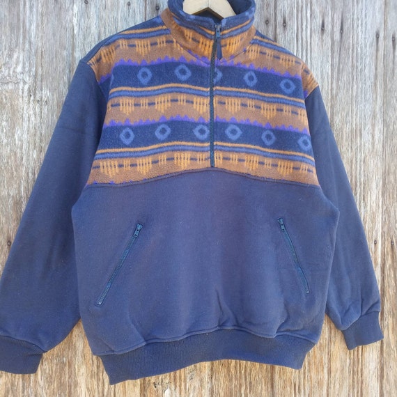 Vintage Sweatshirts Half Zipper Fleece Style Nava… - image 3
