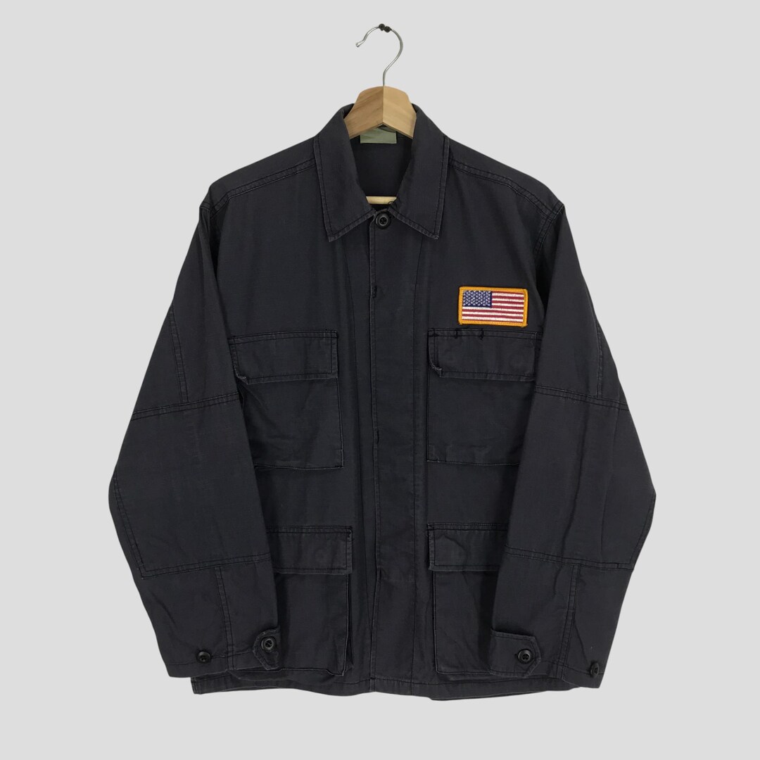 Vintage M-65 Field Jacket Faded Black Us Army Four Pocket Utility