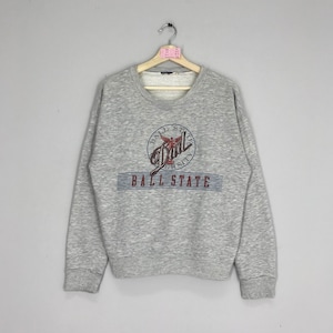 Vintage Ball State University Sweatshirt Ball State Crewneck Ball State Pullover Gray Size M