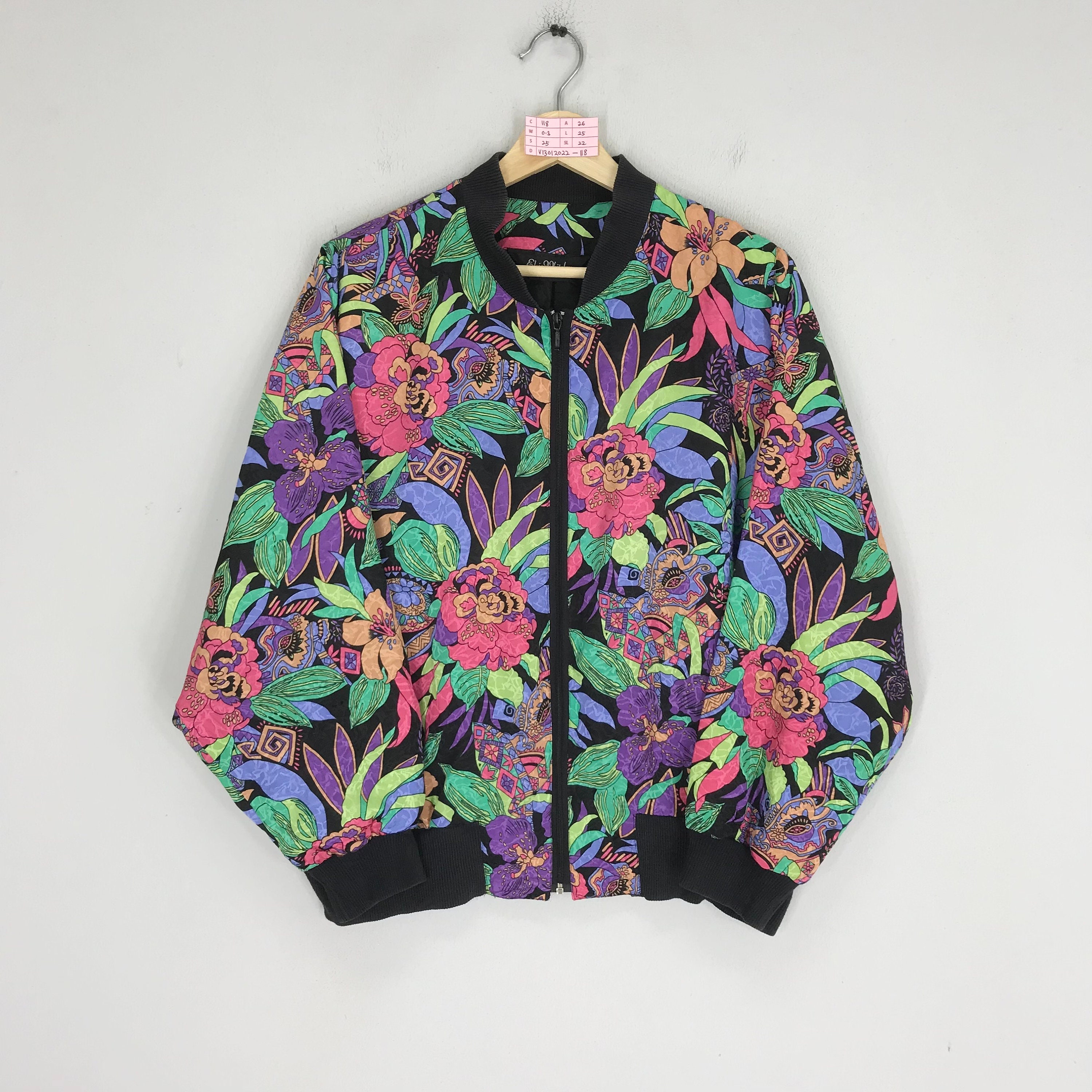 Vintage Baroque Multicolor Jacket Pop Art Floral Zipper Jacket