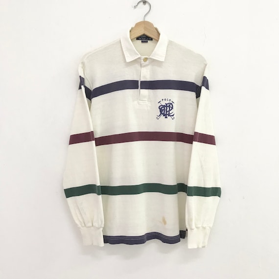 Vintage 90s Polo Ralph Lauren Multicolor Striped Polo Rugby