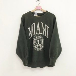 Vintage 90&#39;s Champion Reverse Weave Miami University Green Sweatshirt Large Miami University Sweater Big Logo University Crewneck Size L