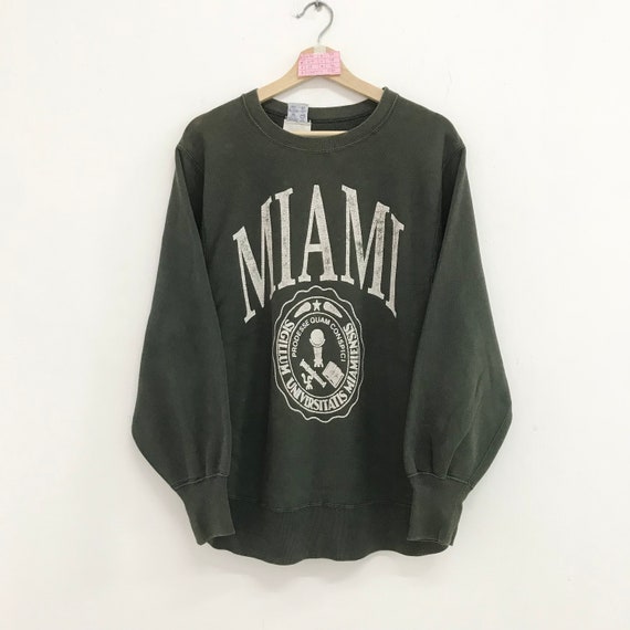 Vintage 90 s Champion Reverse Weave Miami University Green Sweatshirt Large Miami University Sweater Big Logo University Crewneck Size L Etsy